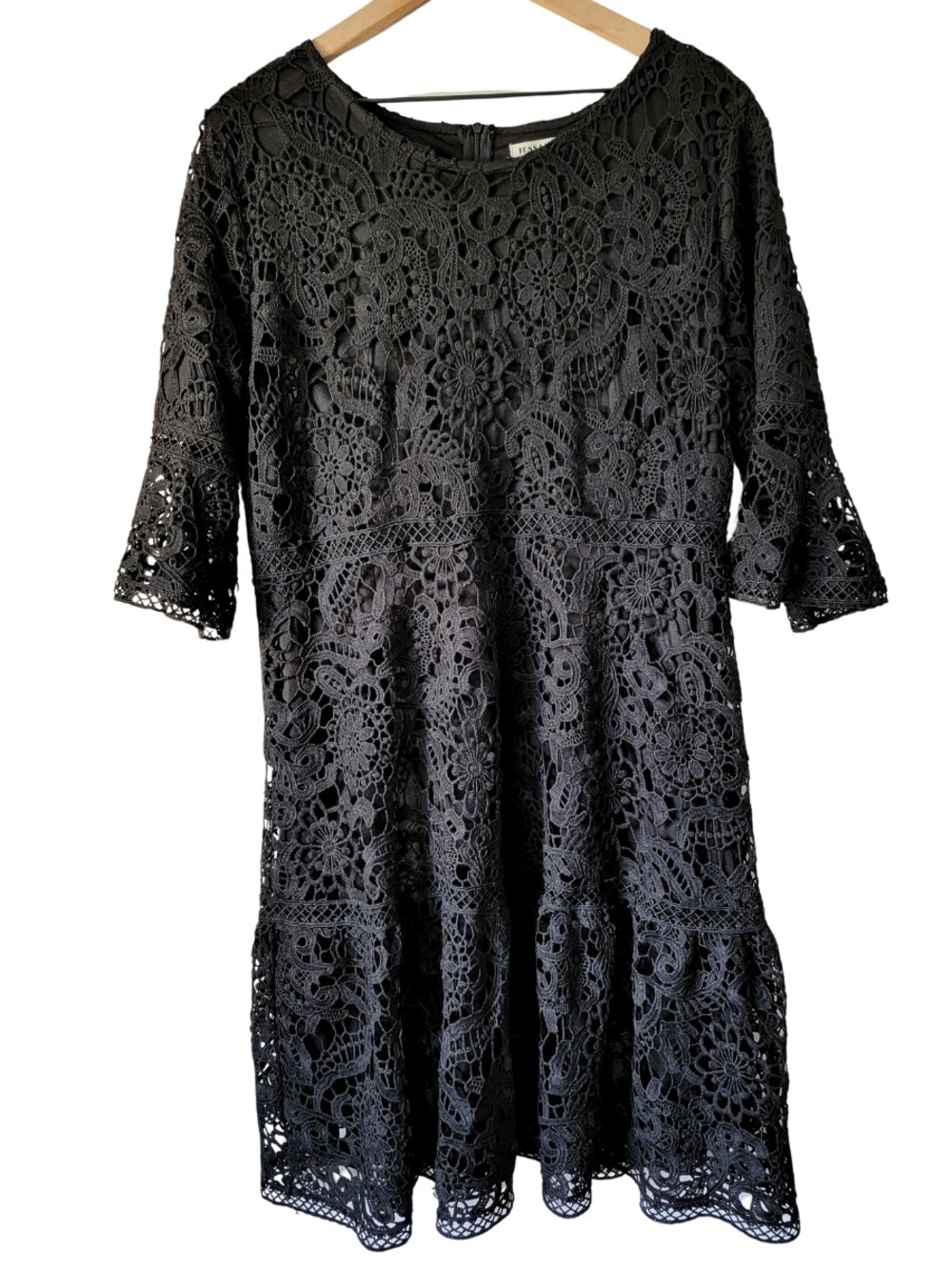 JessaKae Black Crochet Lace Midi Dress Bell Sleeves XXXL